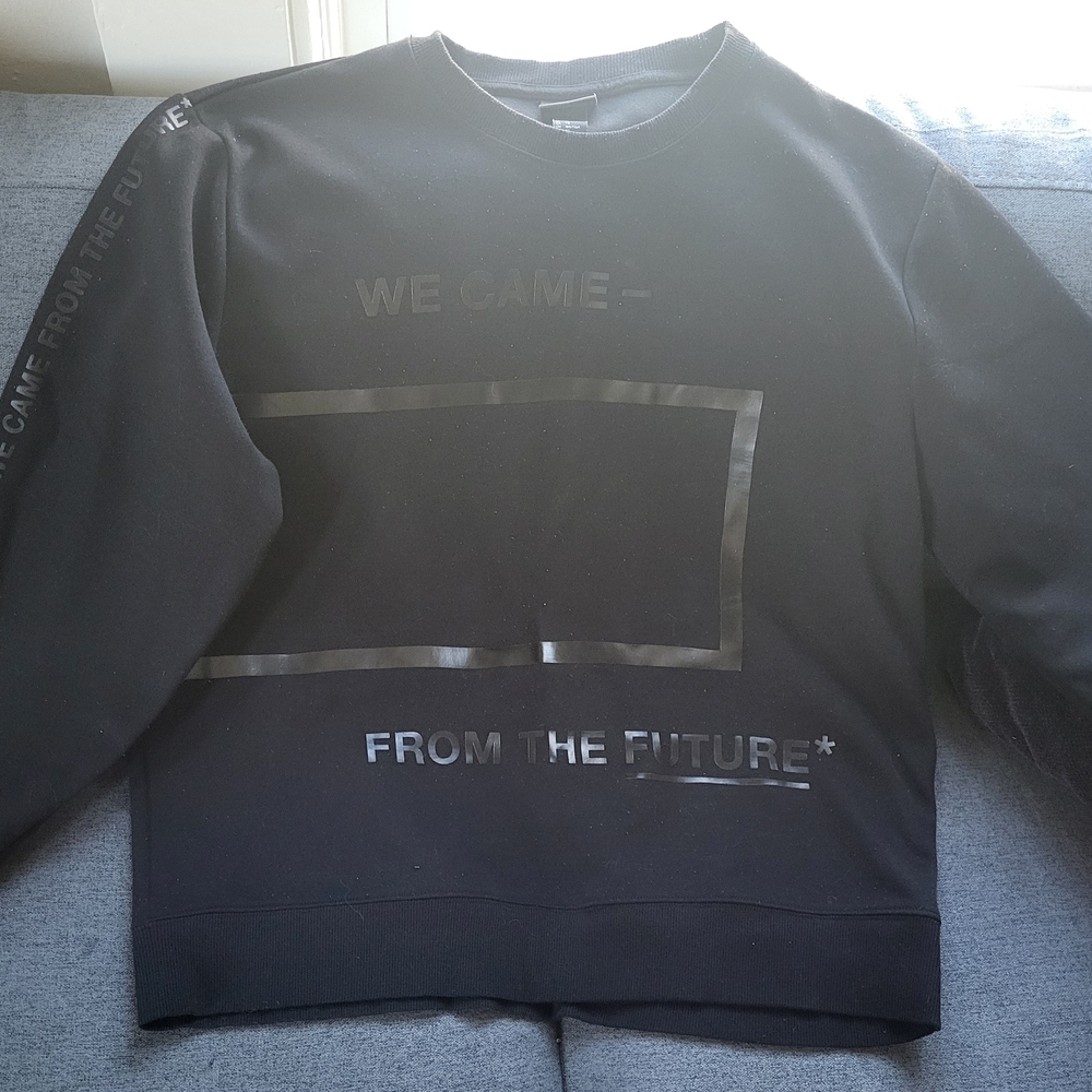 H&M Black Crewneck Sweater with Futuristic Design